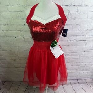 SYNERGY Christmas Sequin Holiday Red Dress Medium NWT